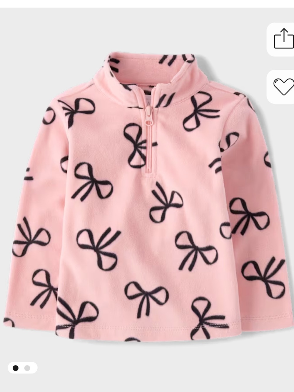 Children’s Place Pink Fleece Pullover with Black Bow Accents